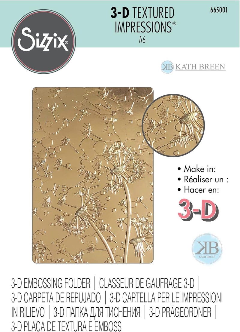 Sizzix مجموعة طباعة ثلاثية الأبعاد بتصميمات منقوشة دندليونية من كاث برين، 665001 - Image 1